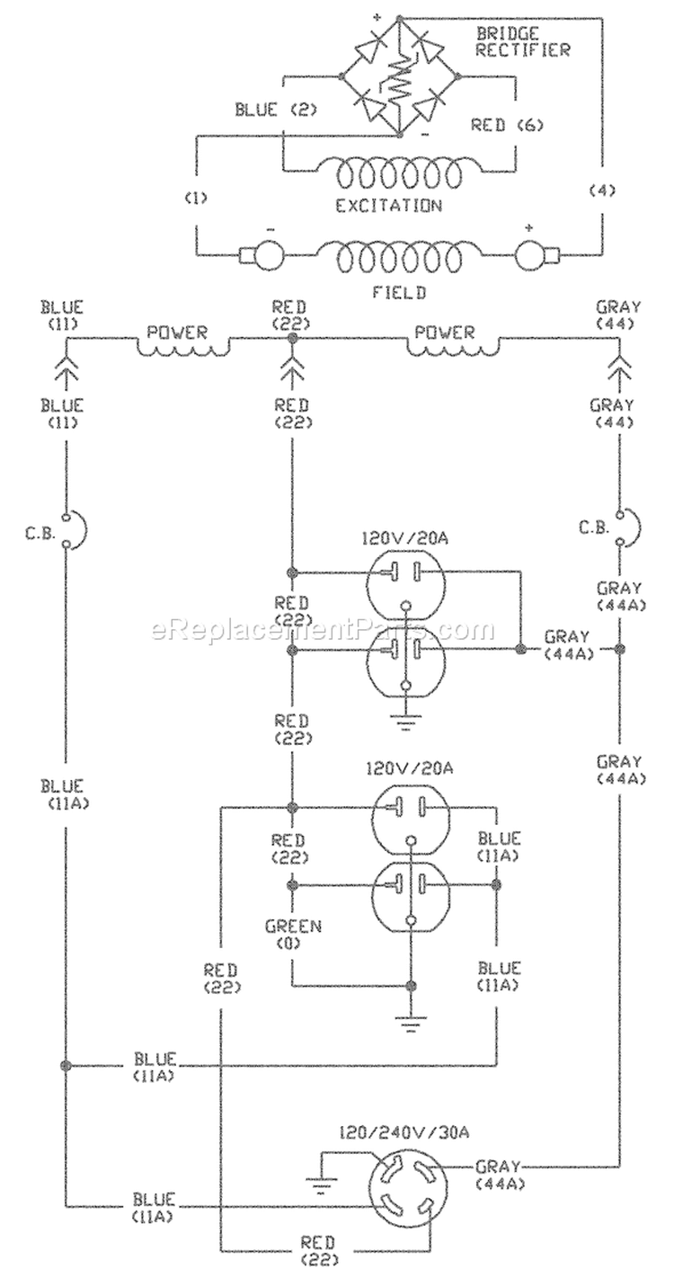 Page D Diagram and Parts List for 1668-0  Briggs and Stratton Generator